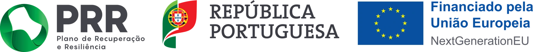 PRR — Plano de Recuperação e Resiliência · República Portuguesa · Financiado pela União Europeia, NextGenerationEU